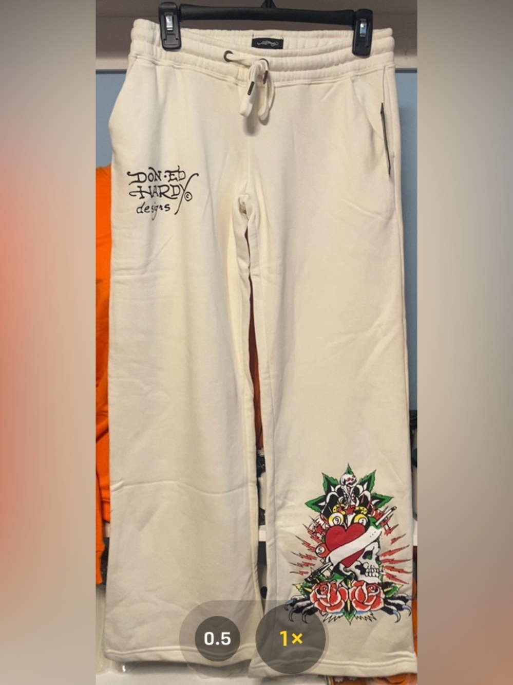 Ed Hardy goth Y2K streetwear Dagger Heart Fleece Sweatpants S